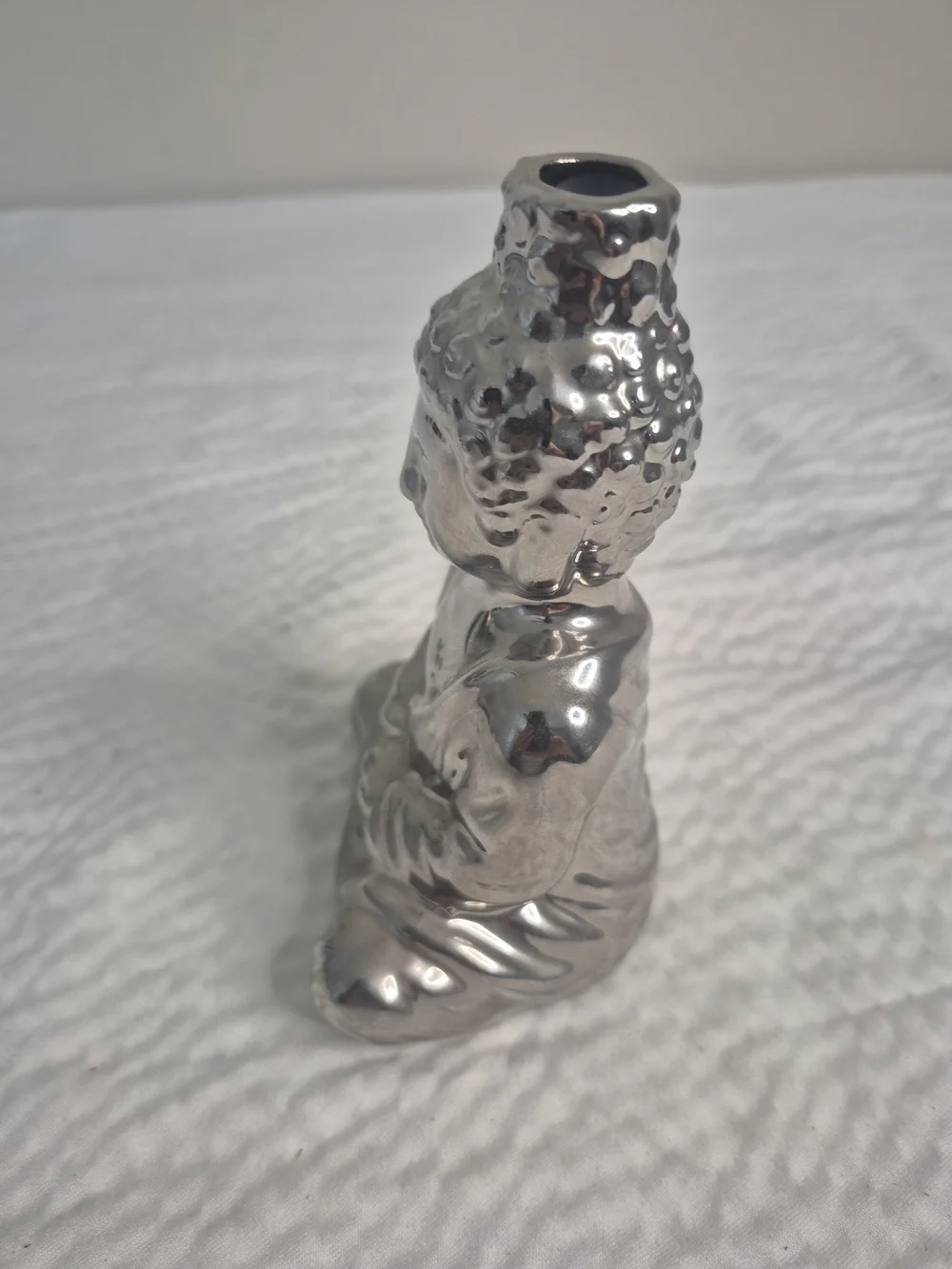 Nanette LeporeSilver Meditating Buddha Figurine, Metallic Ceramic Zen Home Decor